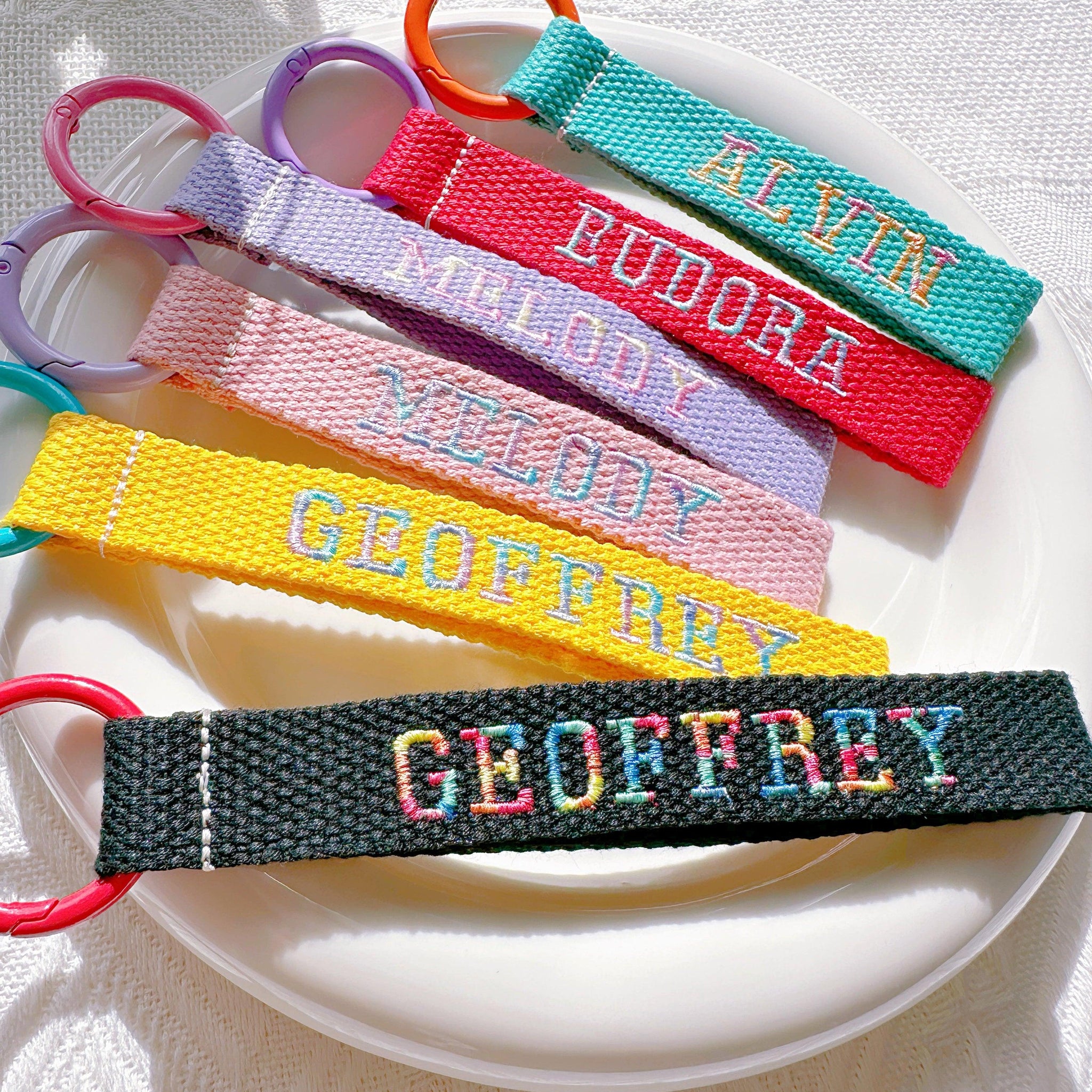 Custom Gradient Bold Font Embroidered Name Tag – Personalized Bag Tag & Keychain - I‘M GIFT