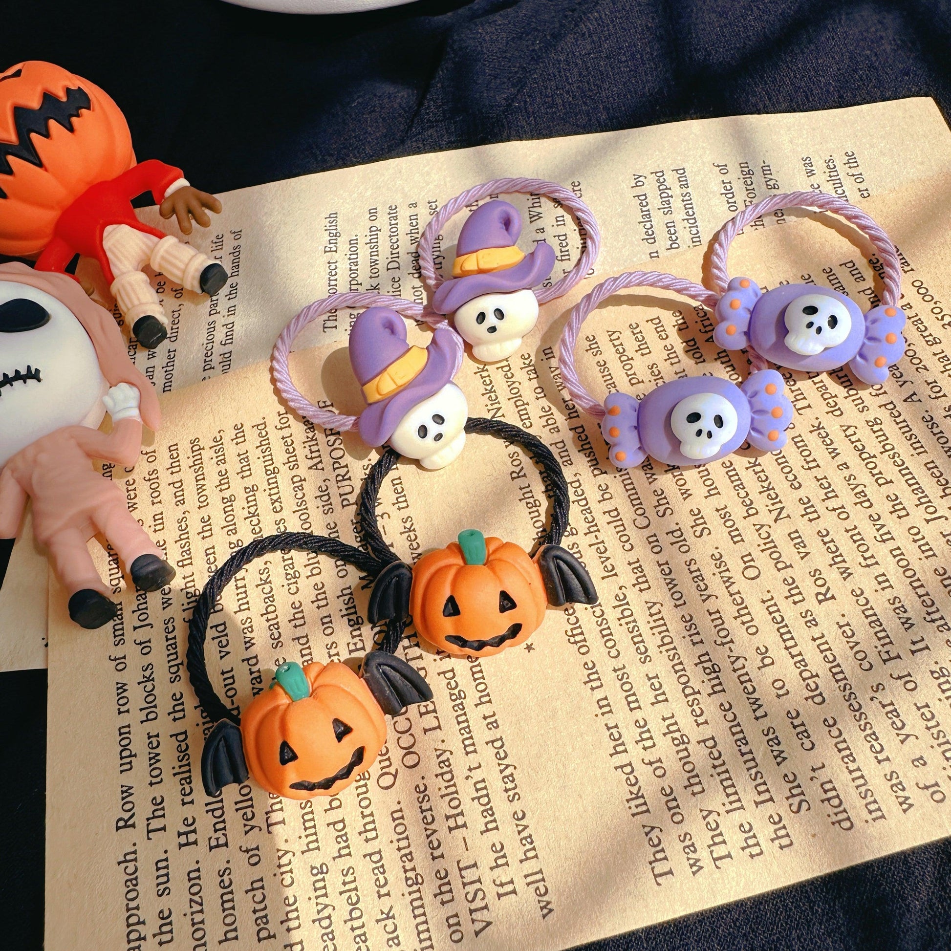 Halloween Hair Ties for Toddler Girls – Pumpkin & Skeleton Designs - I‘M GIFT