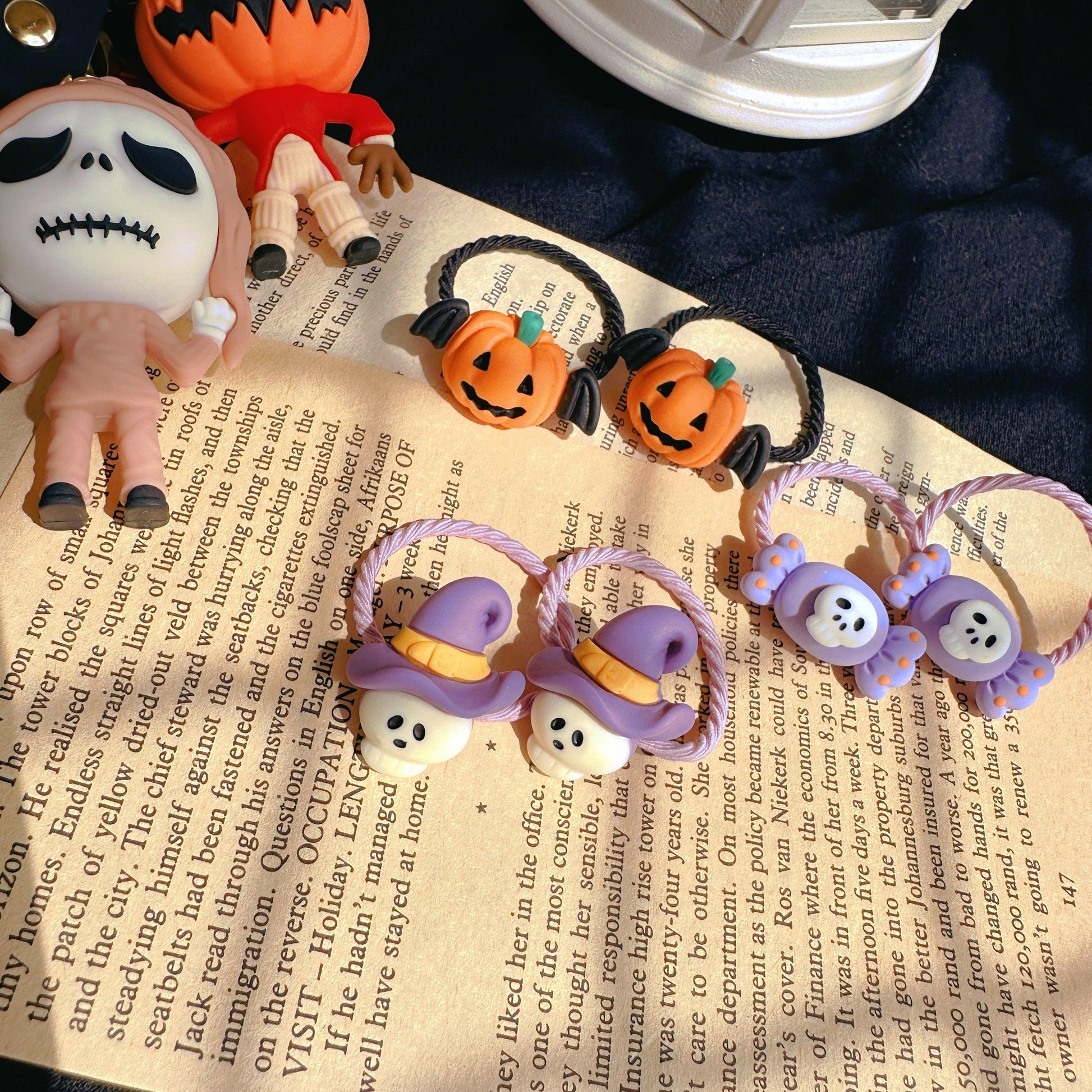 Halloween Hair Ties for Toddler Girls – Pumpkin & Skeleton Designs - I‘M GIFT