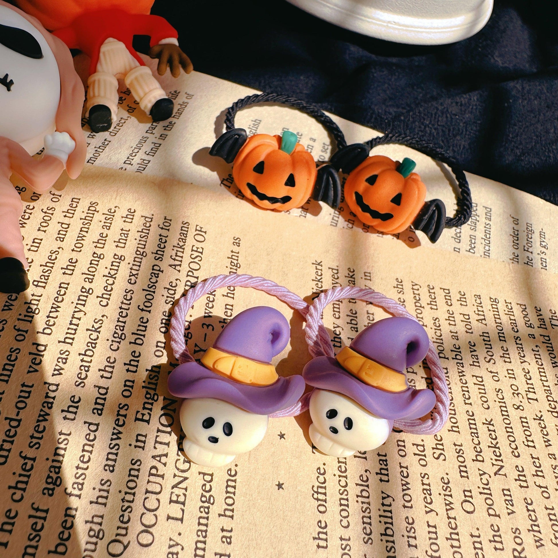 Halloween Hair Ties for Toddler Girls – Pumpkin & Skeleton Designs - I‘M GIFT