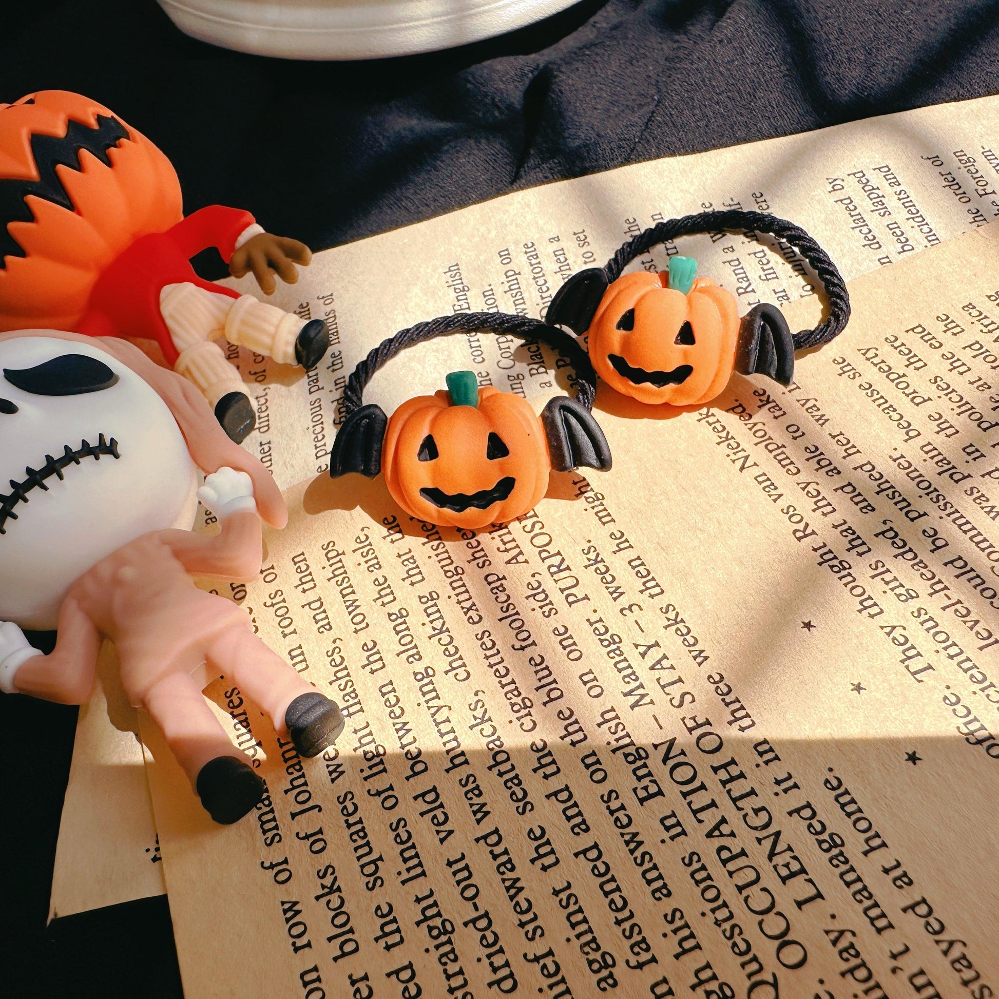 Halloween Hair Ties for Toddler Girls – Pumpkin & Skeleton Designs - I‘M GIFT