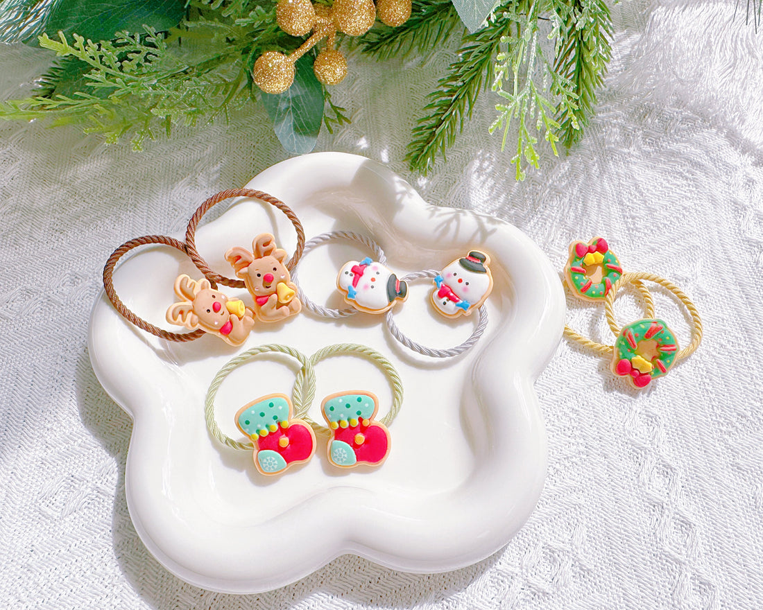 Christmas Cookie Style Hair Ties – Cute Holiday Accessories for Kids