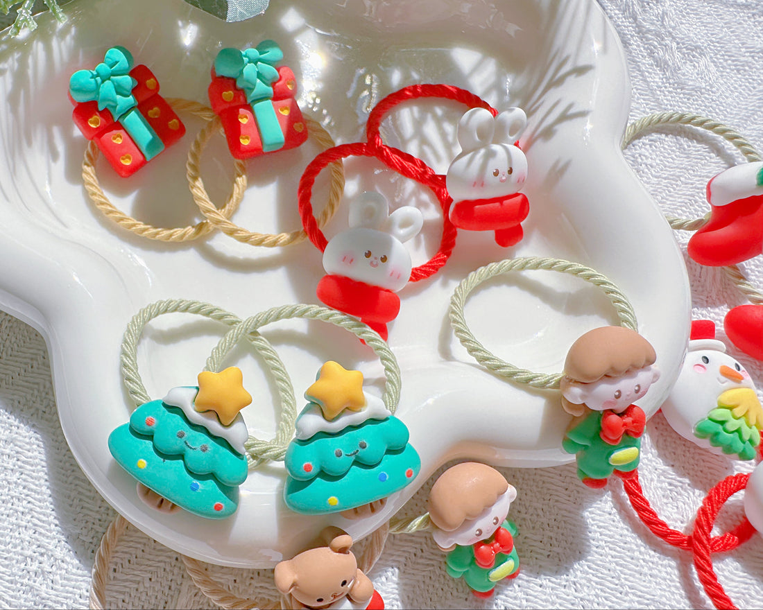 Set of 2 Christmas Hair Ties for Girls – Kids Xmas Accessories