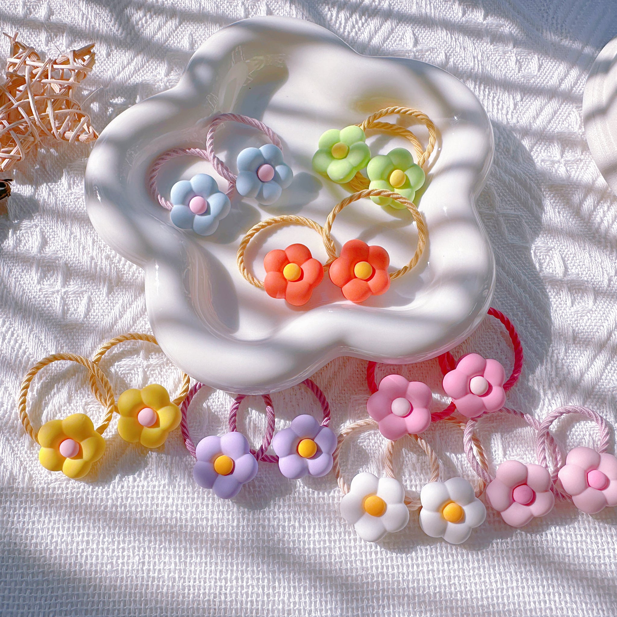 PAIR Flowers Hair Ties for Toddler Girl