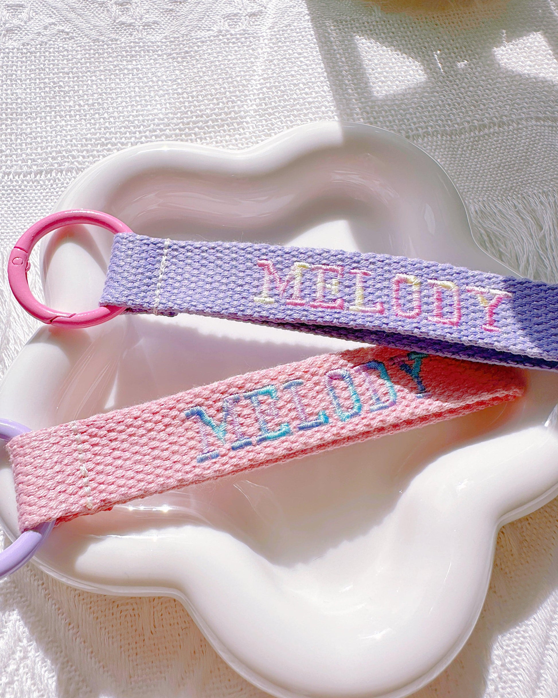Custom Gradient Bold Font Embroidered Name Tag – Personalized Bag Tag & Keychain - I‘M GIFT