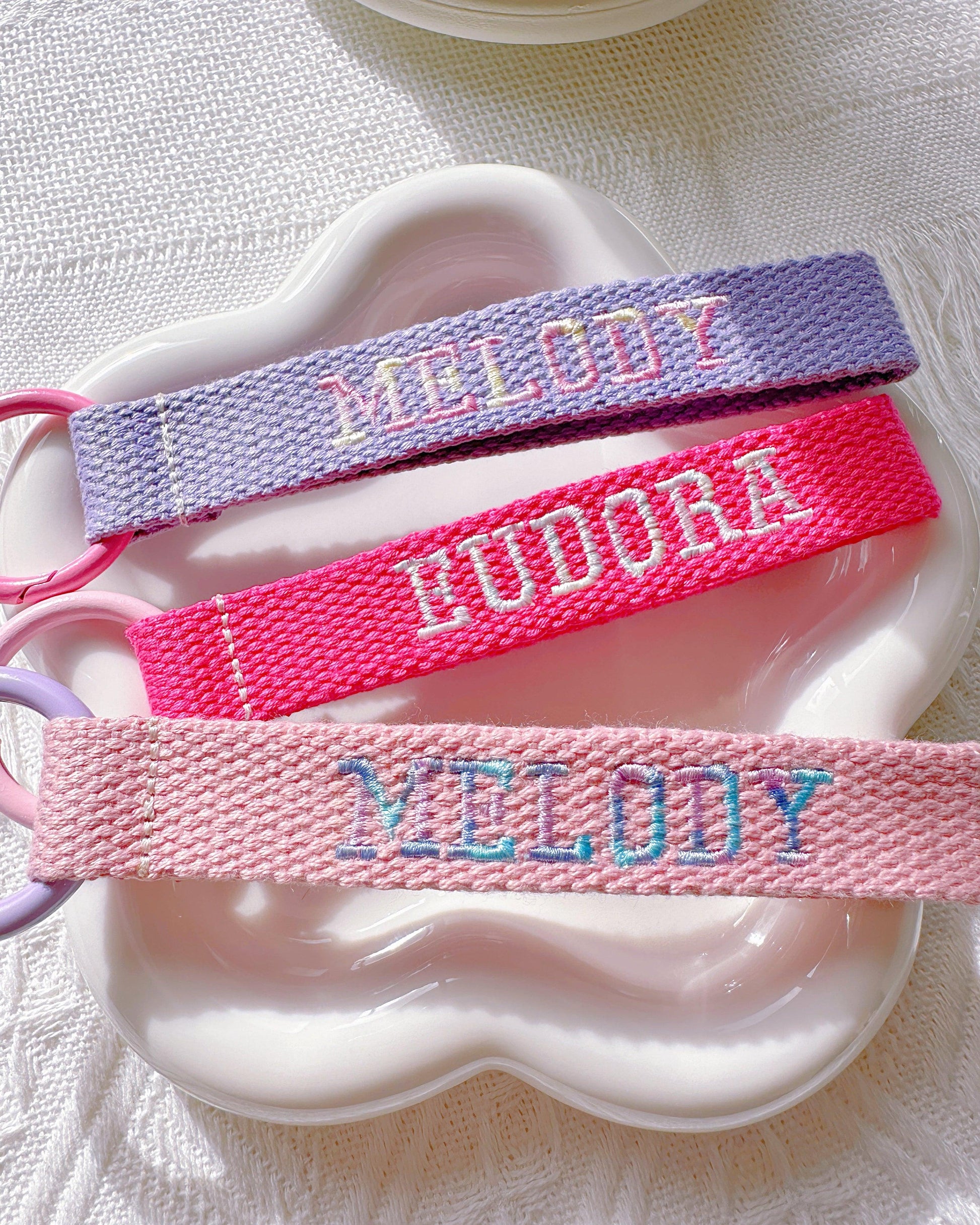 Custom Gradient Bold Font Embroidered Name Tag – Personalized Bag Tag & Keychain - I‘M GIFT