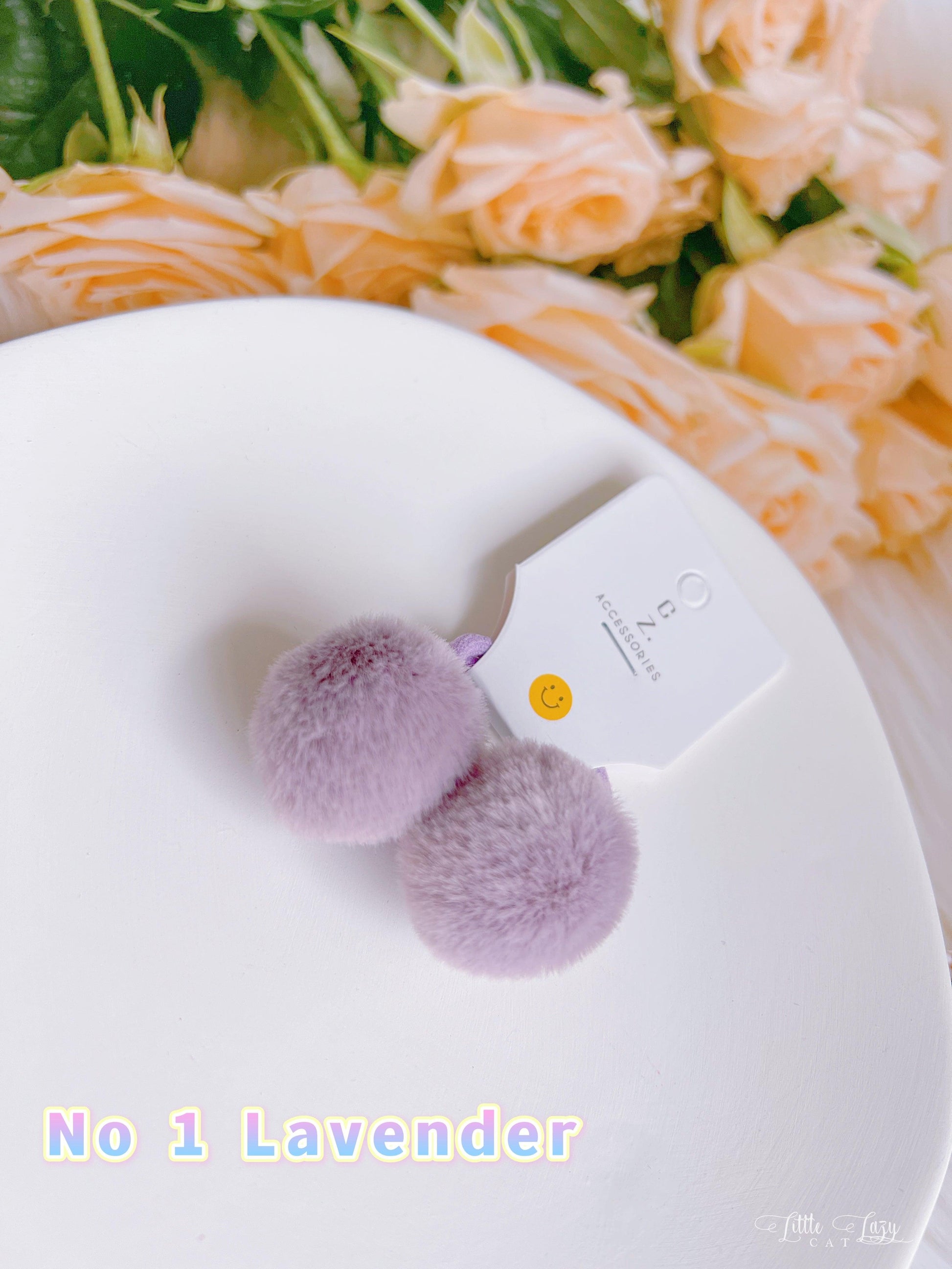 Set of 2 Fluffy Pom Pom Hair Ties for Toddler Girls - I‘M GIFT