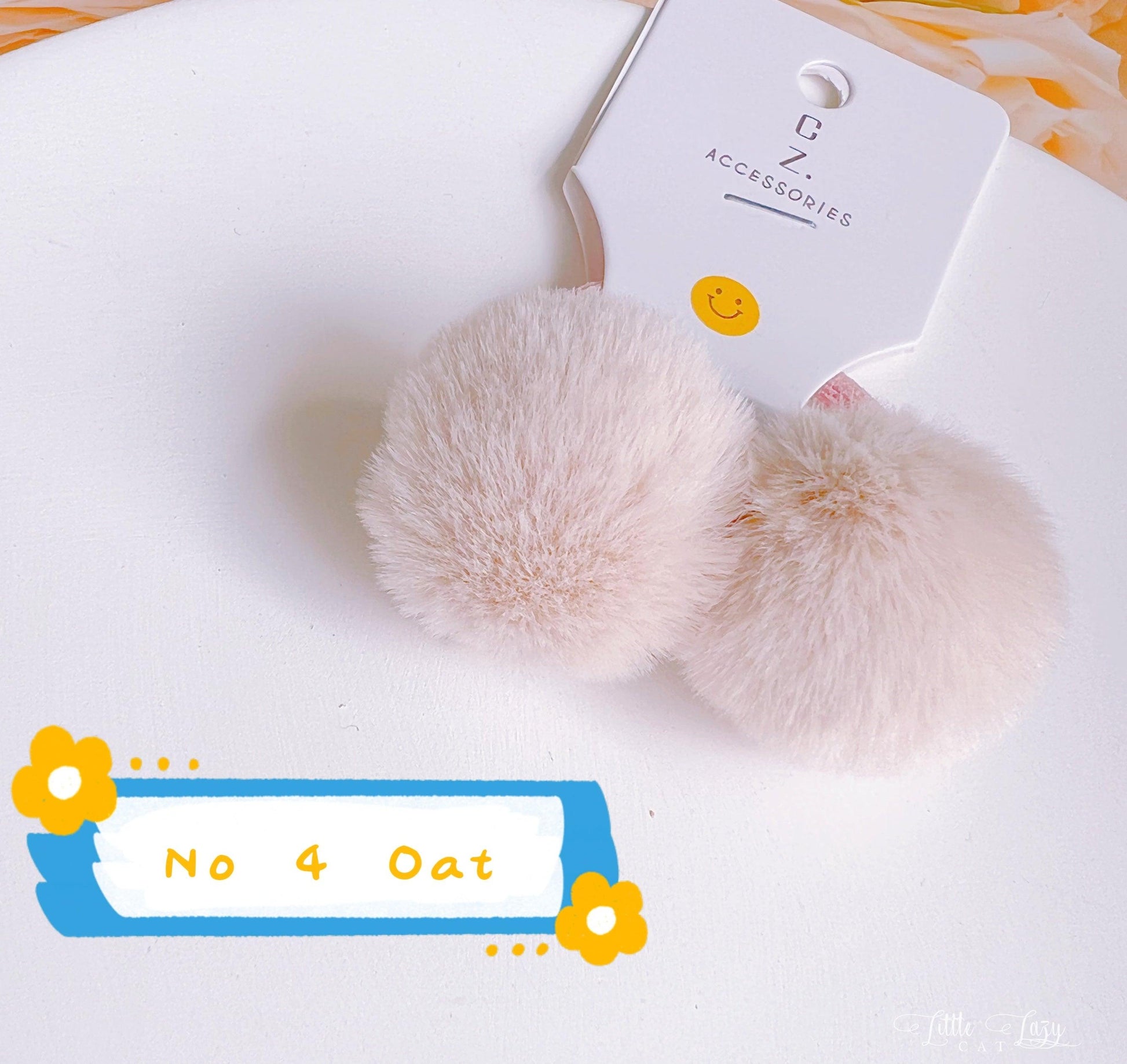 Set of 2 Fluffy Pom Pom Hair Ties for Toddler Girls - I‘M GIFT