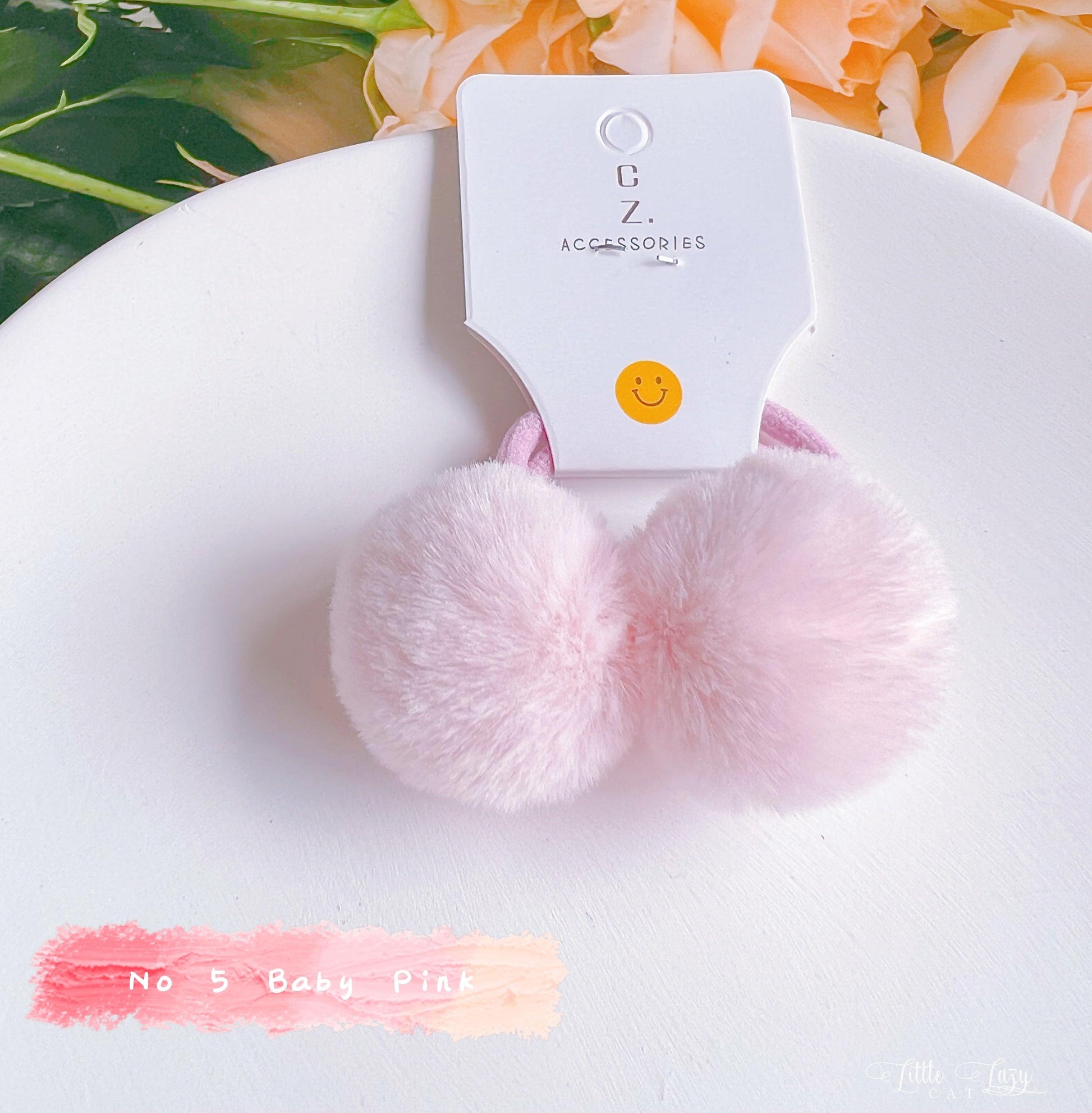 Set of 2 Fluffy Pom Pom Hair Ties for Toddler Girls - I‘M GIFT