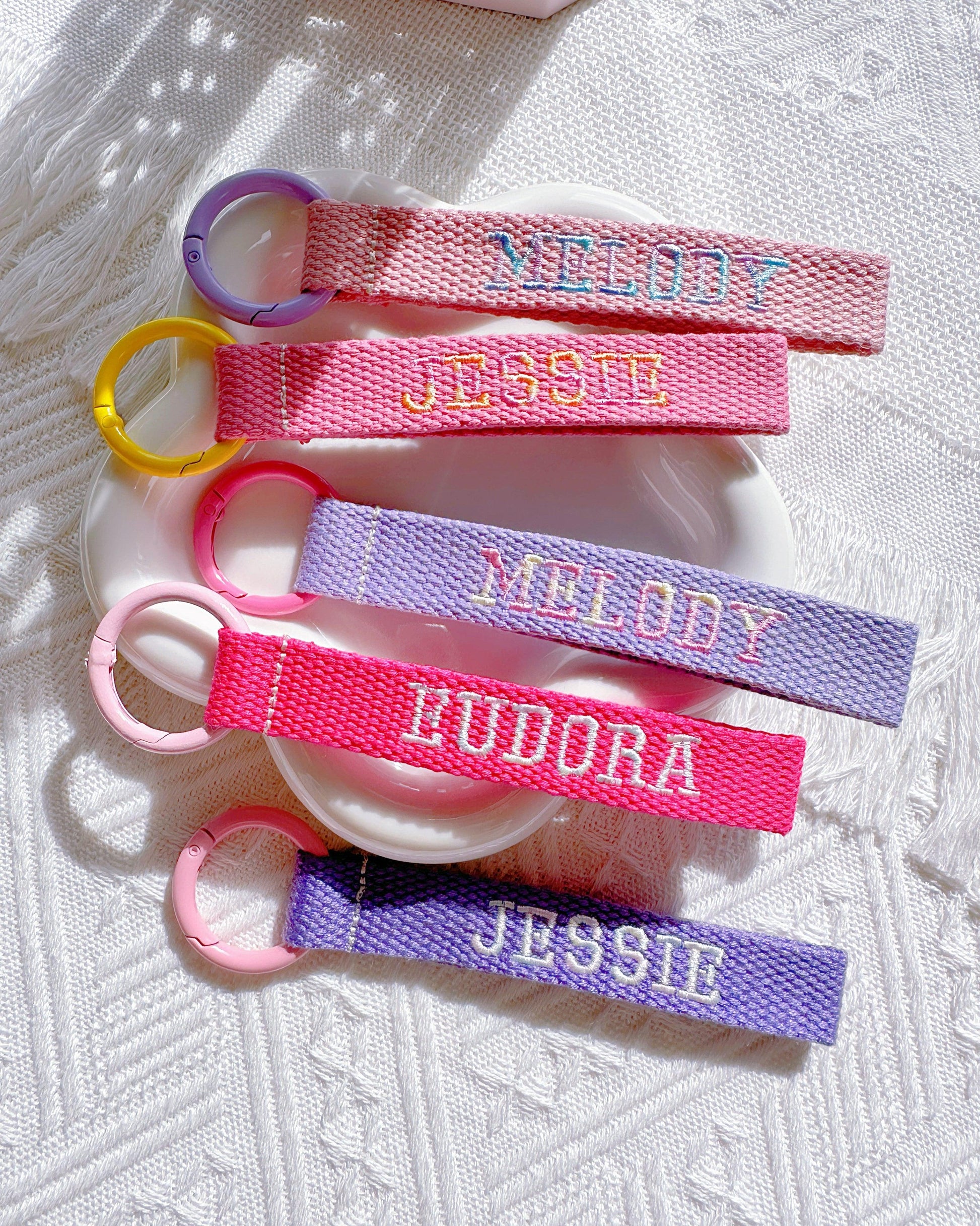 Custom Gradient Bold Font Embroidered Name Tag – Personalized Bag Tag & Keychain - I‘M GIFT